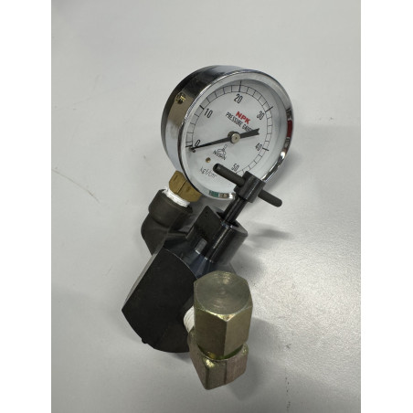 Manomètre à aiguille + bloc de raccordement hydraulique et flexible NPK