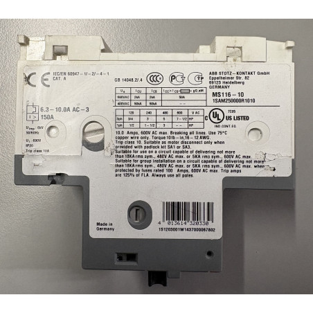 Disjoncteur moteur magnétothermique ABB MS116-10