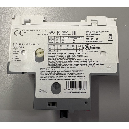 Disjoncteur moteur magnétothermique ABB MS116-16