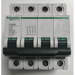Disjoncteur modulaire tétrapolaire Schneider Electric C60N 4P 40A Courbe C 24232