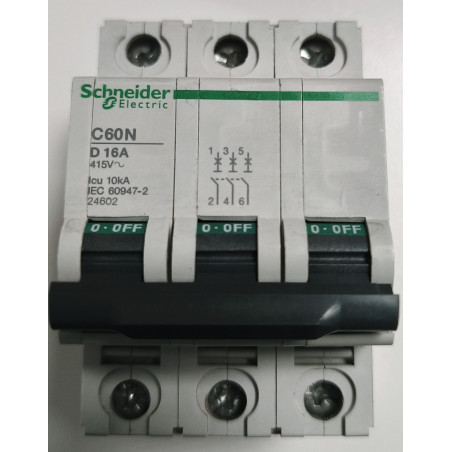 Disjoncteur modulaire triphasé Schneider Electric C60N 3P 16A Courbe D 24602