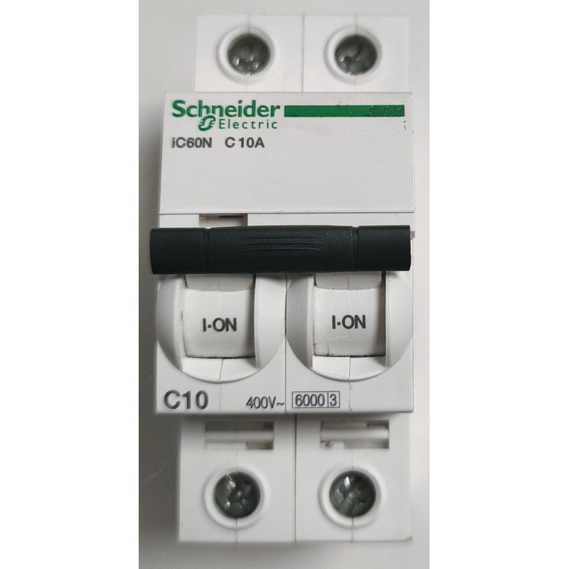 Disjoncteur modulaire bipolaire Schneider Electric iC60N 2P 10A Courbe C A9F74210