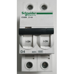 Disjoncteur modulaire bipolaire Schneider Electric iC60N 2P 4A Courbe D A9F75204