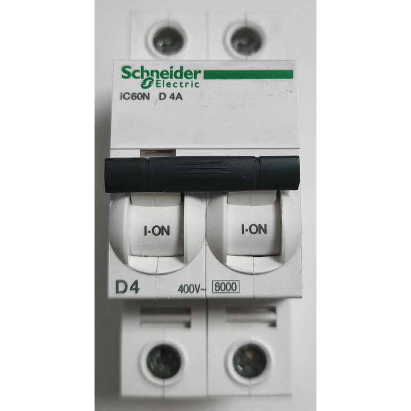 Disjoncteur modulaire bipolaire Schneider Electric iC60N 2P 4A Courbe D A9F75204
