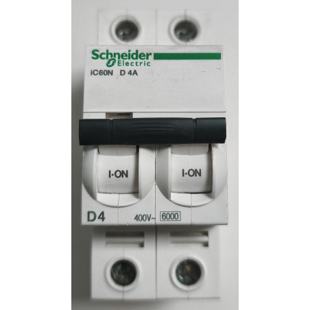 Disjoncteur modulaire bipolaire Schneider Electric iC60N 2P 4A Courbe D A9F75204