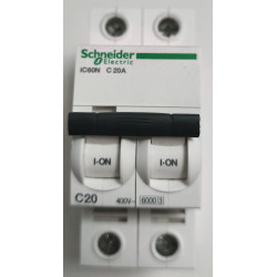 Disjoncteur modulaire bipolaire Schneider Electric iC60N 2P 20A Courbe C A9F74220