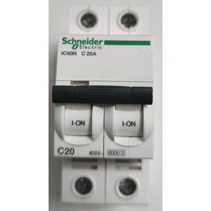 Disjoncteur modulaire bipolaire Schneider Electric iC60N 2P 20A Courbe C A9F74220