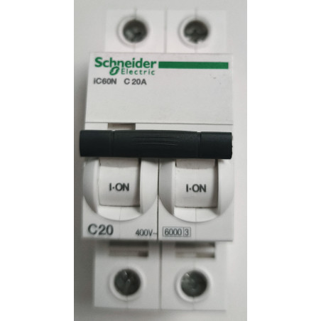 Disjoncteur modulaire bipolaire Schneider Electric iC60N 2P 20A Courbe C A9F74220
