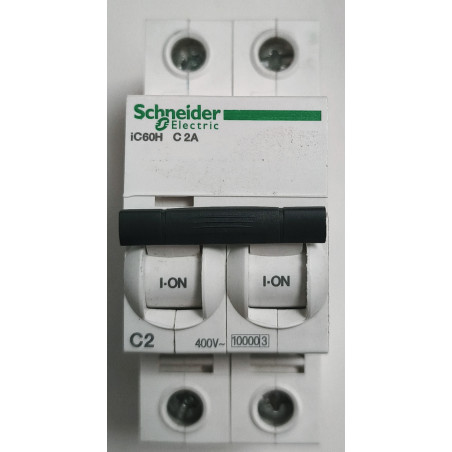 Disjoncteur modulaire bipolaire Schneider Electric iC60H 2P 2A Courbe C A9F84202