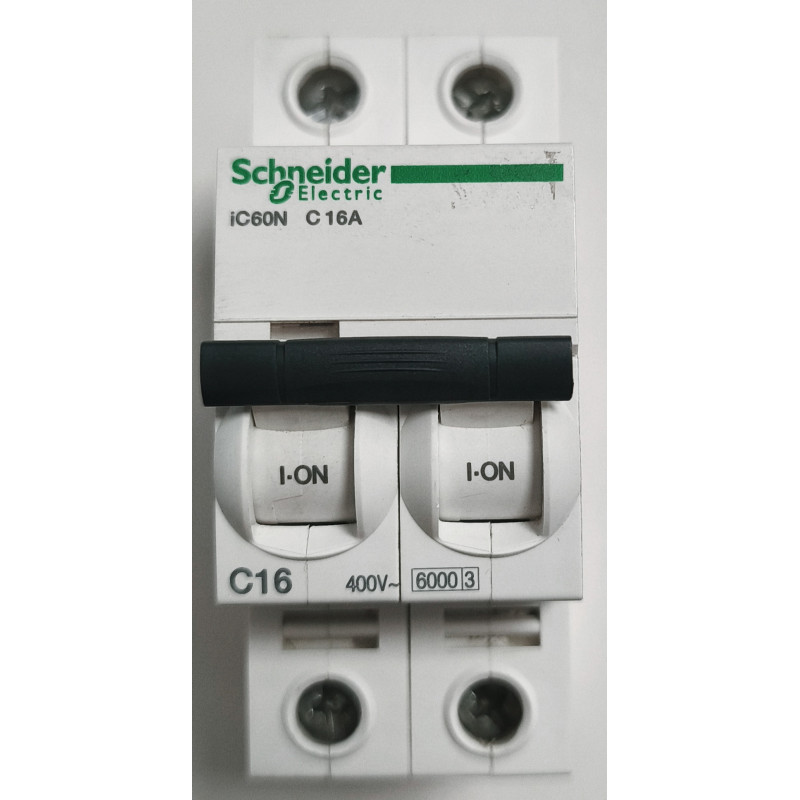 Disjoncteur modulaire bipolaire Schneider Electric iC60N 2P 16A Courbe C A9F74216