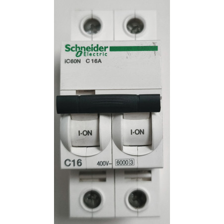 Disjoncteur modulaire bipolaire Schneider Electric iC60N 2P 16A Courbe C A9F74216