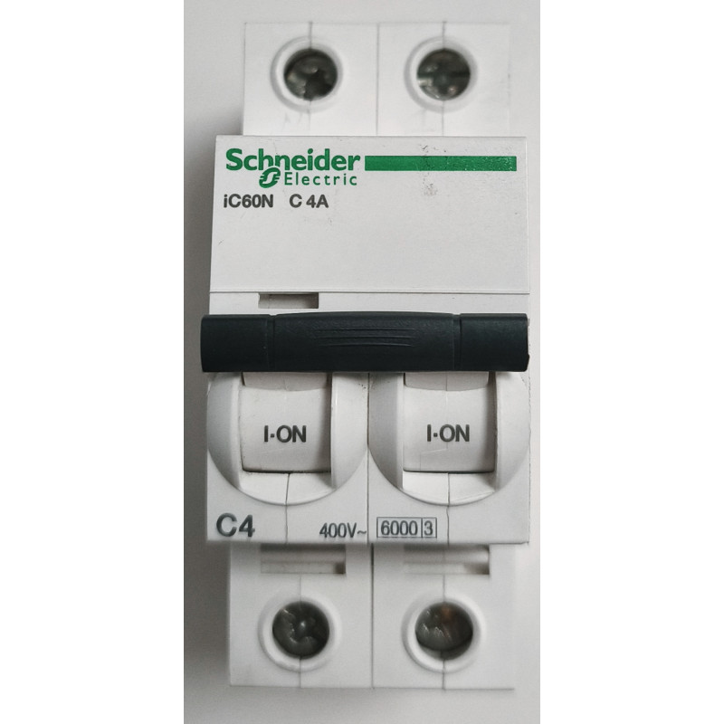 Disjoncteur modulaire bipolaire Schneider Electric iC60N 2P 4A Courbe C A9F74204