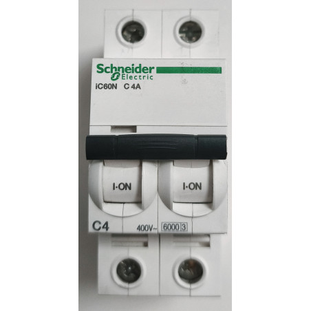 Disjoncteur modulaire bipolaire Schneider Electric iC60N 2P 4A Courbe C A9F74204