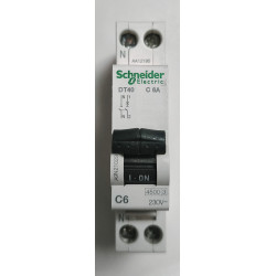 Disjoncteur modulaire Schneider Electric DT40 1P+N 6A Courbe C A9N21023