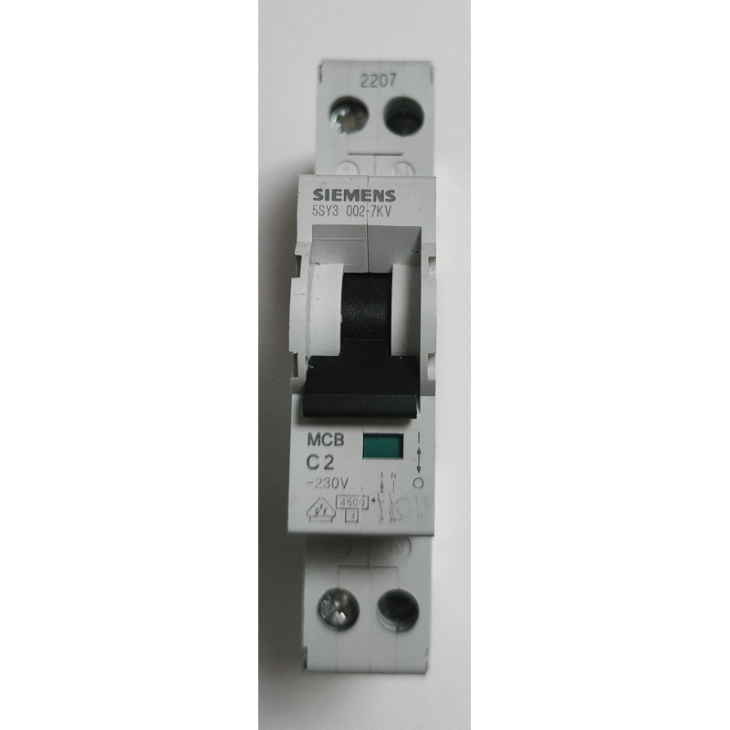 Disjoncteur modulaire Siemens SENTRON 1P+N 2A Courbe C 5SY3002-7