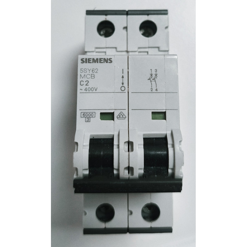 Disjoncteur modulaire Siemens SENTRON 2P 2A Courbe C 5SY6202-7