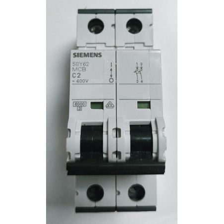 Disjoncteur modulaire Siemens SENTRON 2P 2A Courbe C 5SY6202-7