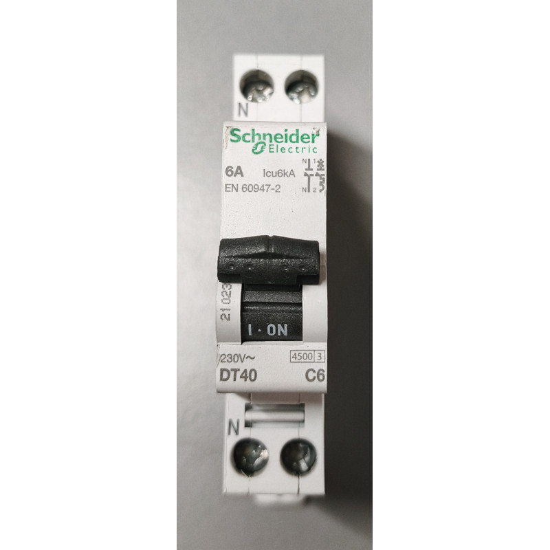 Disjoncteur modulaire Schneider Electric DT40 1P+N 6A Courbe C 21023