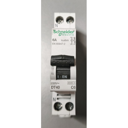 Disjoncteur modulaire Schneider Electric DT40 1P+N 6A Courbe C 21023