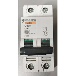 Disjoncteur modulaire bipolaire Merlin Gerin C60N 2P 16A Courbe C 24202