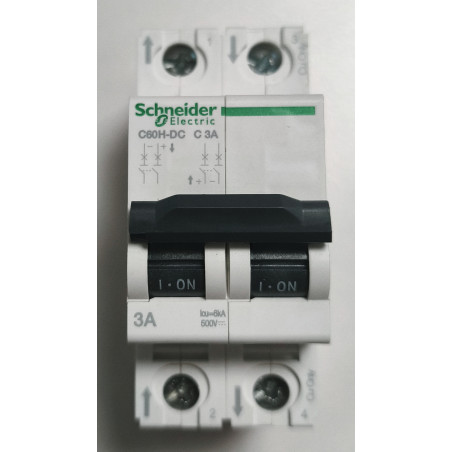 Disjoncteur modulaire bipolaire Schneider Electric Acti9 C60H-DC 2P 3A Courbe C A9N61523