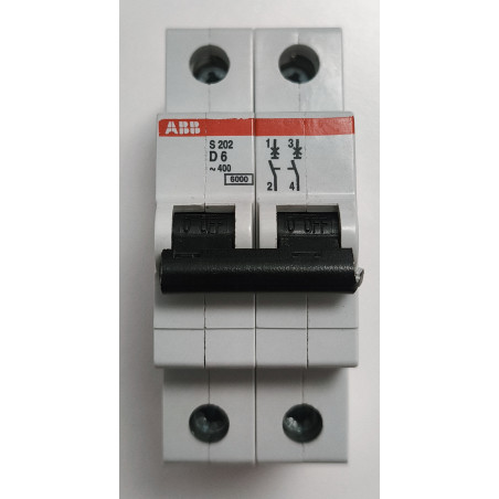 Disjoncteur bipolaire ABB S202-D6 2P 6A