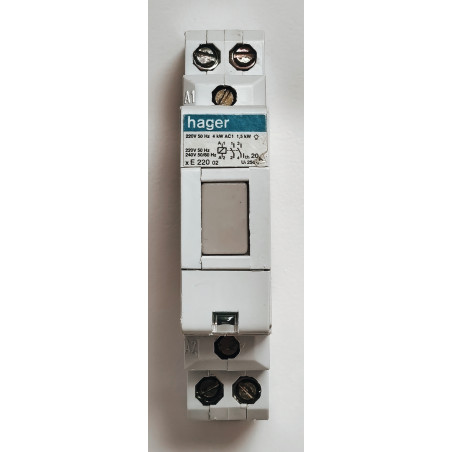 Contacteur modulaire Hager E220 02 – 2 NO – 20 A – Bobine 230 V AC
